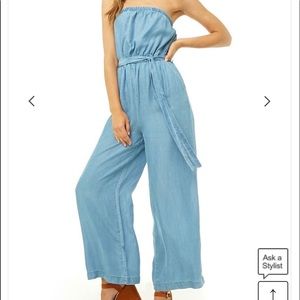 Jean Romper-no belt -elastic waist...